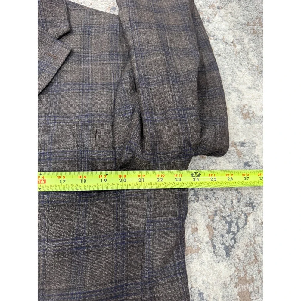 Lauren Ralph Lauren Mens 46L Brown Blue Glen Plaid Two Button Blazer Sport Coat